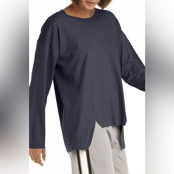 Planet by Lauren G Tops - Planet by Lauren G Gray Pima Cotton Vent Long Sleeve Tee One Size